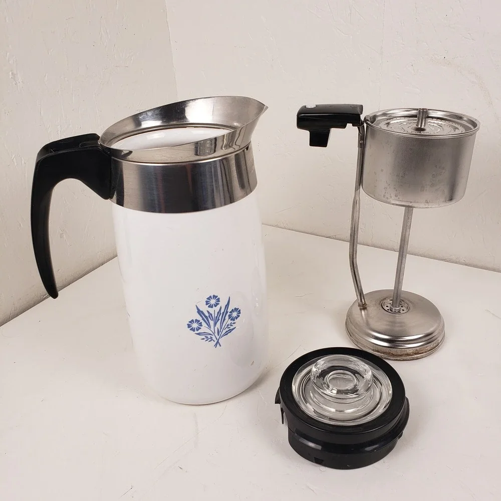 Vintage Corning Ware Blue Cornflower 10 Cup Electric Percolator P-80-EP No Cord
